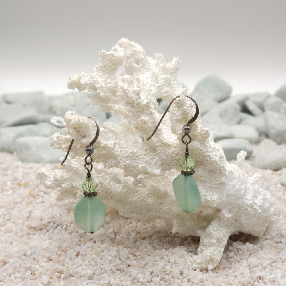 Sea glass‎ dangle earrings
